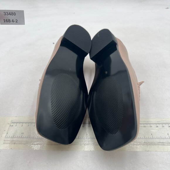 YDN Pink Chunky Low Heel Loafer Closed Square Toe Slip On Office Lady Shoe - Picture 7 of 8